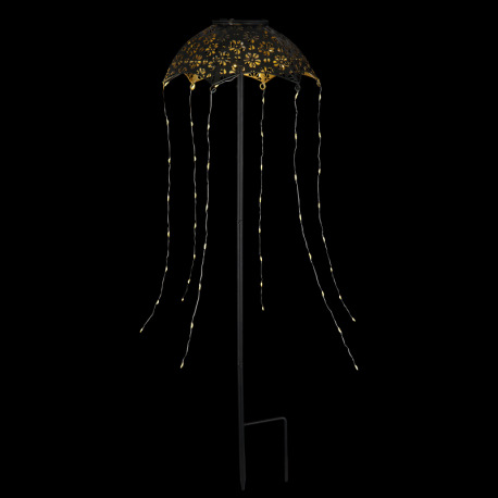 Solárne svietidlo, kov čierny matný, kov medenej farby, plast číry, vypínač, batéria AAA 300mAh 1,2V 9