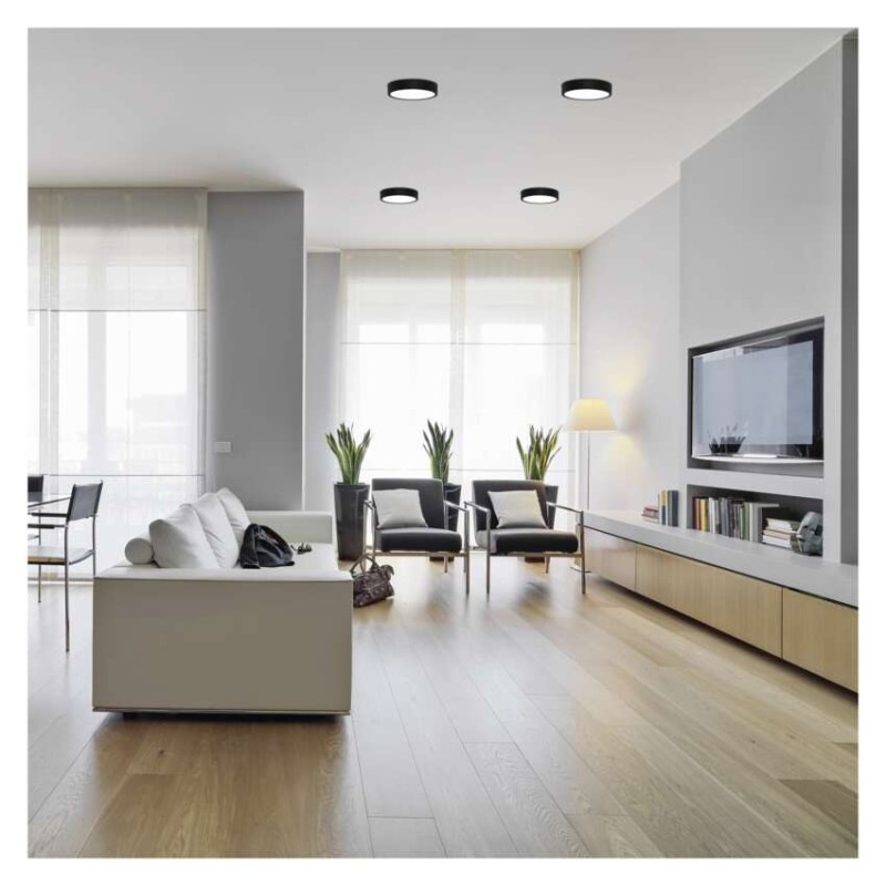 LED prisadené svietidlo, kruhové, čierne, 12,5W, CCT 3