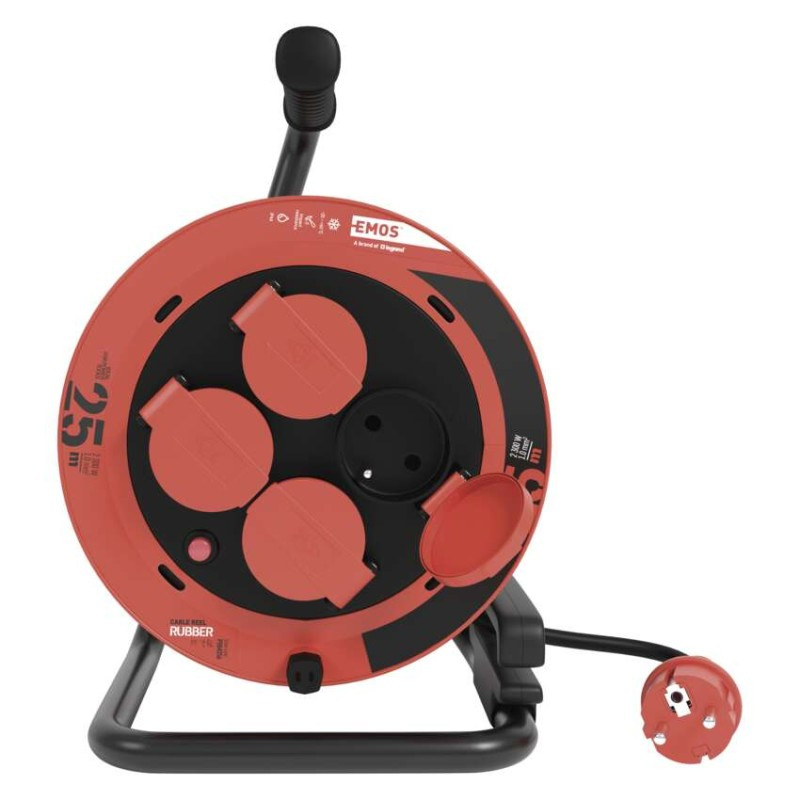 Vonkajší predlžovací kábel na bubne 25 m / 4 zásuvky / guma / 230 V / 1,0 mm2 / IP44 1