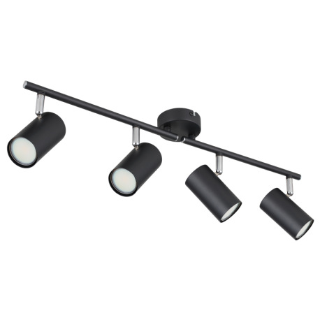 Stropné svietidlo, kov čierny matný, chróm, otočné/výklopné, DxŠxV: 600x80x145mm, bez žiaroviek 4xGU 2