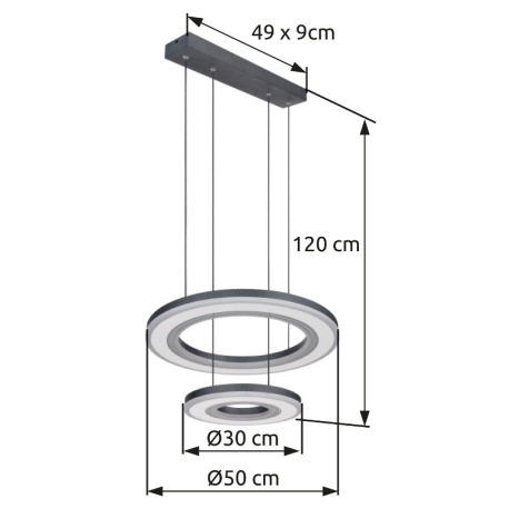 Závesné svietidlo kov čierna, biela, akryl biely, stmievateľné, pamäťová funkcia, nočné svetlo, možn 10