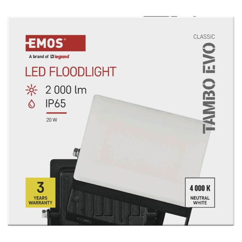 LED reflektor TAMBO EVO, 20 W, 2000 lm, IP65, čierny 11