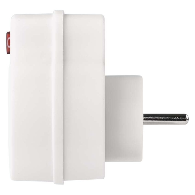 Rozbočovacia zásuvka 2× plochá +1× guľatá s vypínačom, biela 3