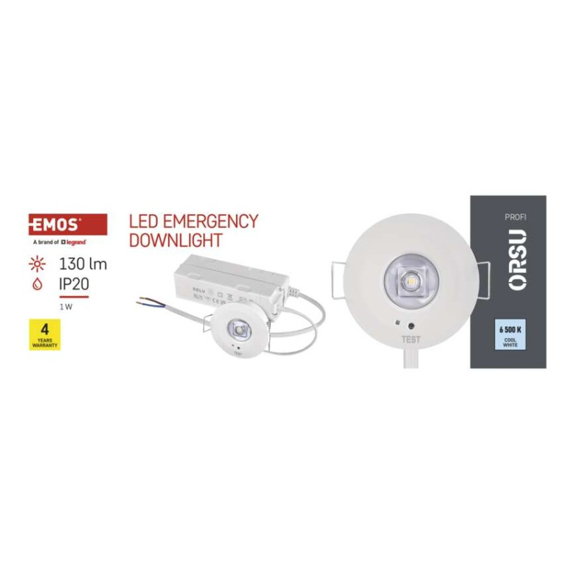 LED Núdzové svietidlo ORSU 1W 130lm 3h 9