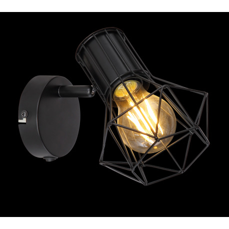 Nástenné svietidlo, čierny kov, vypínač, ŠxV:130x165, H: 165, bez žiarovky 1xE27, max. 40W 230V 2