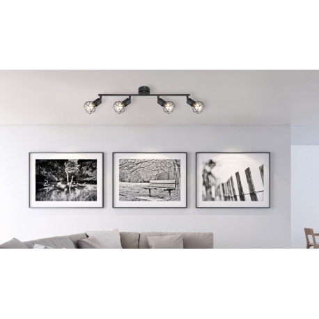 Stropné svietidlo, kov čierny, nastaviteľné, DxŠxV: 600x80x195, bez žiaroviek 4xE14, max. 40W 230V 9