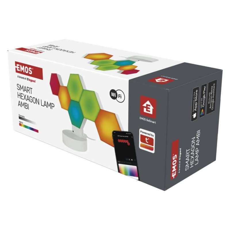 GoSmart LED stolná lampa Hexagon biela, 6 častí, RGBIC stmievateľná, WiFi 12