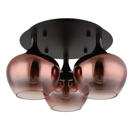 Stropné svietidlo, kov čierny, kov čierny chróm, sklo medenej farby, priehľadné, ø: 450mm, V: 255mm, 2