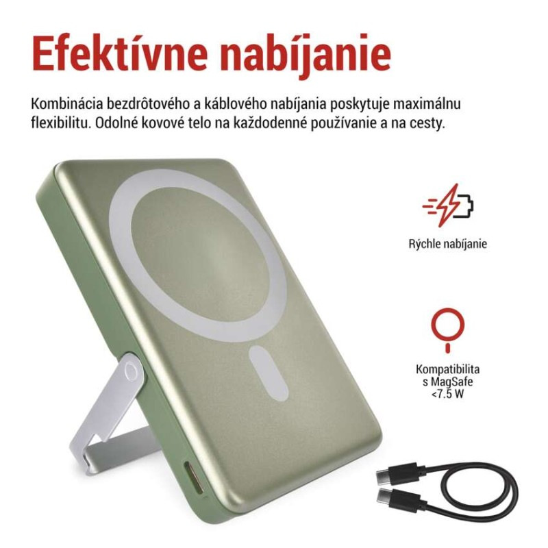 Power bank EMOS WI 1031, 10 000 mAh, 20 W+Wireless, army-green 3