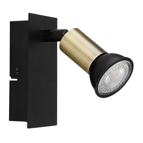 Nástenné svietidlo kov čierny matný, kov zlatej farby, kolískový vypínač na výrobku, ŠxV: 60x105mm, 8