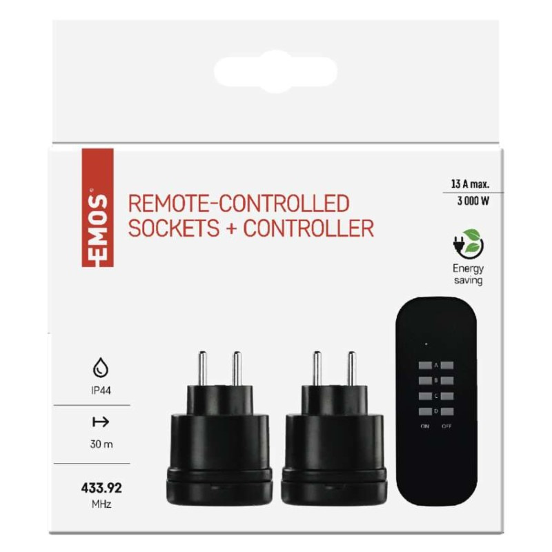 Diaľkovo ovládané zásuvky IP44, čierne 5