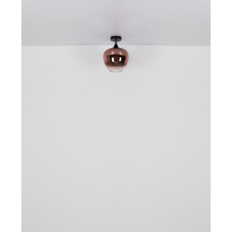 Stropné svietidlo, kov čierny, kov čierny chróm, sklo medenej farby, priehľadné, ø: 450mm, V: 255mm, 11