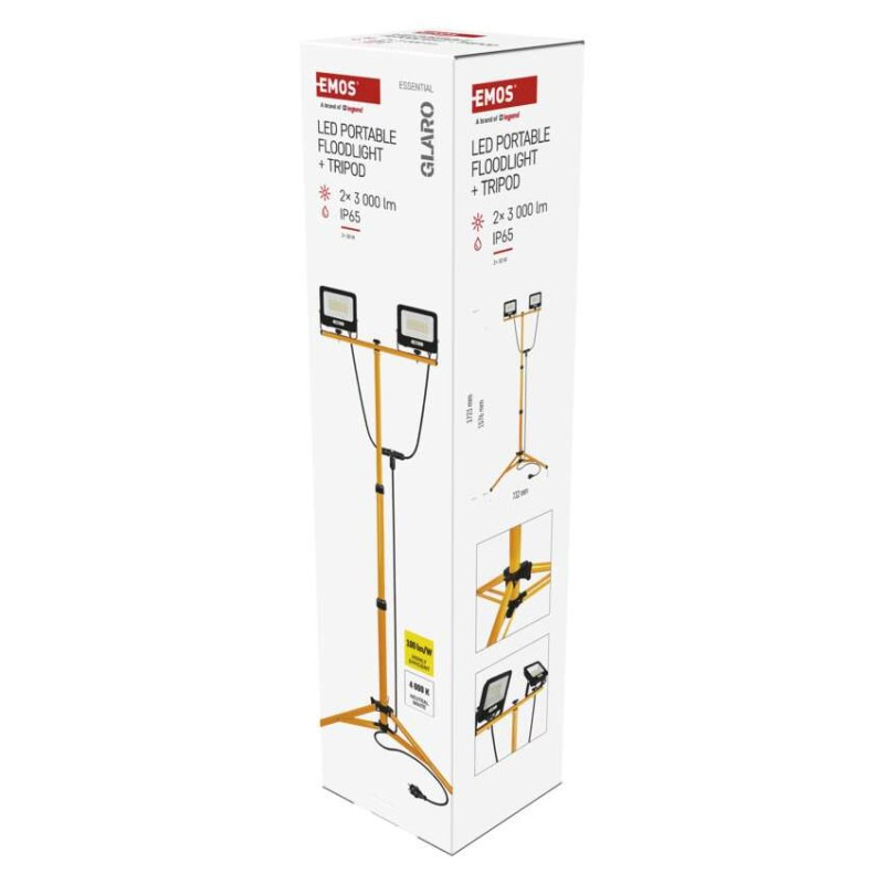 LED reflektor GLARO, 2×30W + trojnožka, neutrálna biela 1