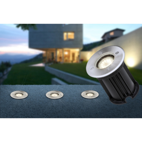 Vonkajšie svietidlo, nerezová oceľ, sklo priehľadné, zaťažiteľnosť až 2000 kg, IP65, Ø 110, V: 115, 11