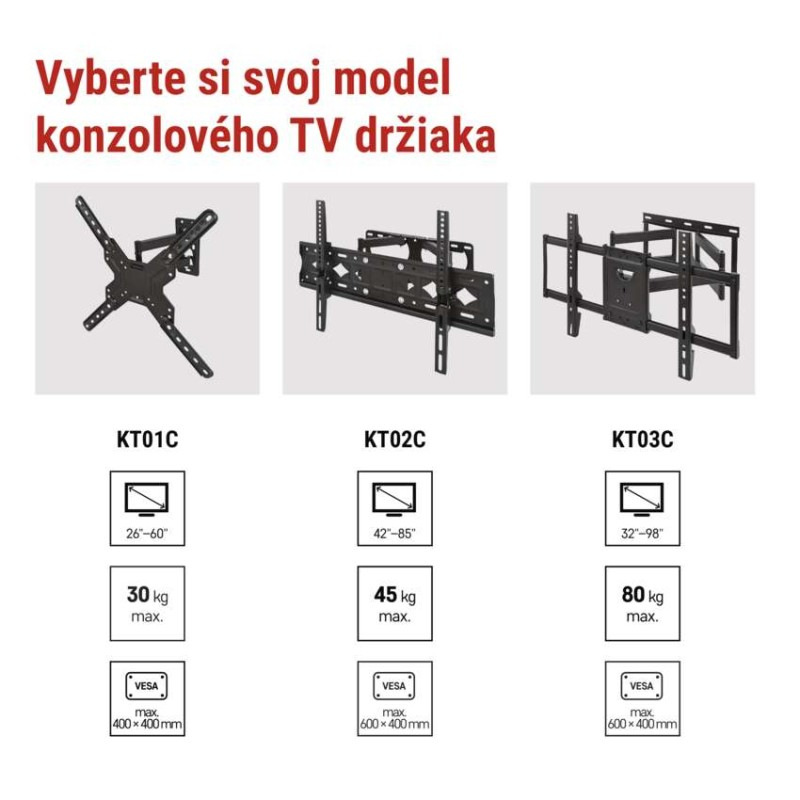 Konzolový nástenný TV držiak 26–60" (65–152 cm) 6