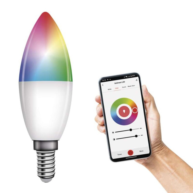 LED žiarovka GoSmart sviečka / E14 / 4,8 W (40 W) / 470 lm / RGB / stmievateľná / WiFi 7