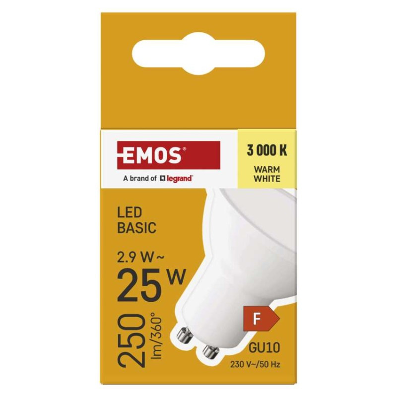 LED žiarovka Basic MR16 / GU10 / 2,9 W (25 W) / 250 lm / Teplá biela 3