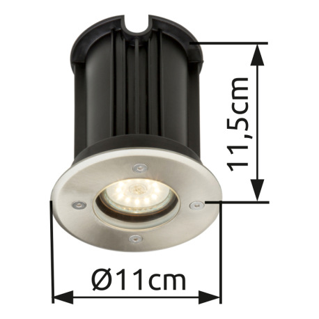 Vonkajšie svietidlo, nerezová oceľ, sklo priehľadné, zaťažiteľnosť až 2000 kg, IP65, Ø 110, V: 115, 16