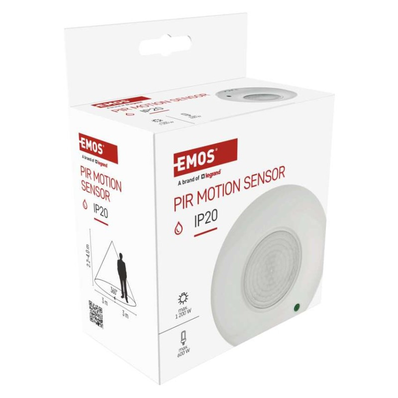 PIR senzor (pohybové čidlo) IP20 1200W, biely 6