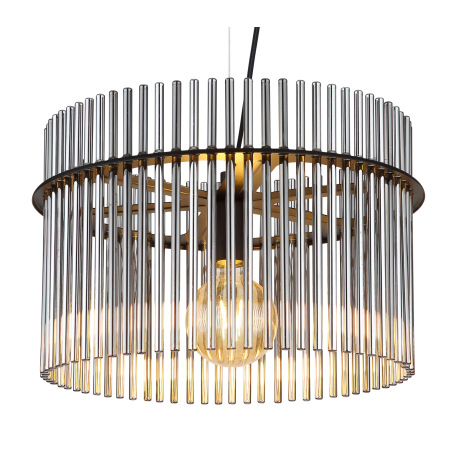 Závesné svietidlo, kov čierny matný, sklenené tyčinky dymovej farby, kábel PVC čierny, možnosť nasta 12