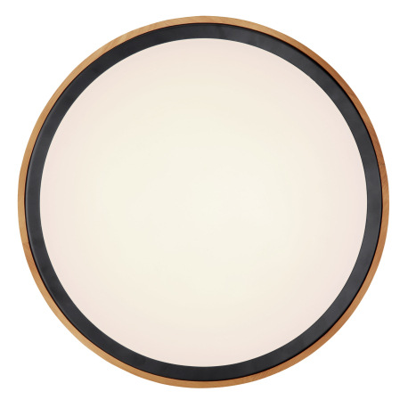 Stropné svietidlo, kov čierny, drevo hnedé, akryl biely, ø: 437mm, V:110mm, vrátane LED 24W 230V, 24 3