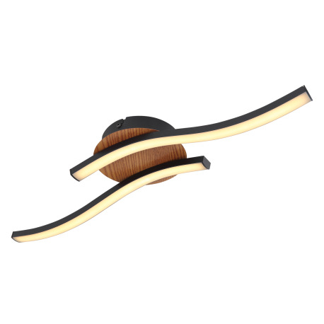 Stropné svietidlo, kov čierny, imitácia dreva, akryl biely, DxŠxV: 510x130x75, vrátane 1xLED 12W 230