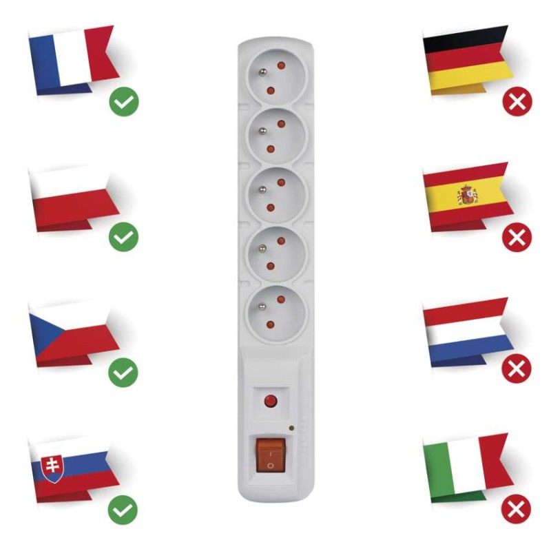 Prepäťová ochrana – 5 zásuviek, 5m, sivá 8