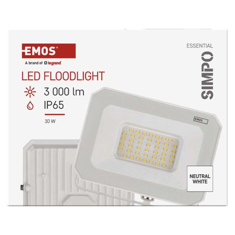LED reflektor SIMPO 30W, biely, IP65, 3000 lm, neutrálna biela 10