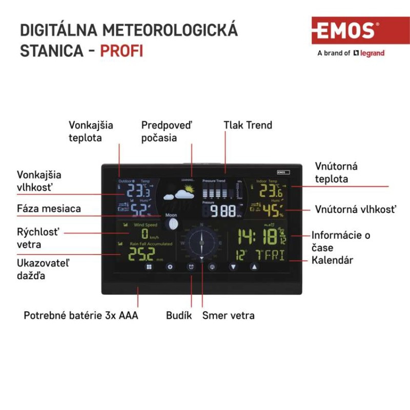Domáca bezdrôtová meteostanica E6016 3