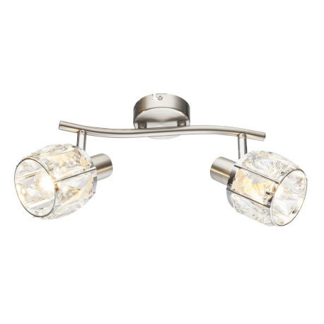 Nástenné svietidlo, kov nikel matný, chróm, sklenený kryštál priehľadný, DxV:280x180, bez žiaroviek