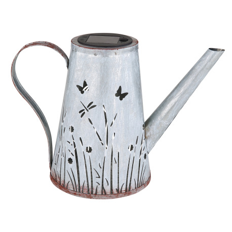 Solárne svietidlo, kov modrý antik, dekoratívne rezy, farba imitácia hrdze, plast čierny, vypínač, a 7