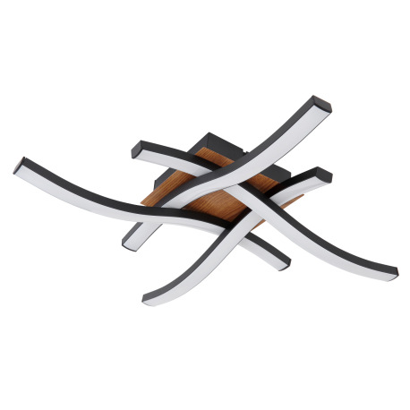 Stropné svietidlo, kov čierny, imitácia dreva, akryl biely, DxŠxV: 430x430x75, vrátane 1xLED 20W 230 12