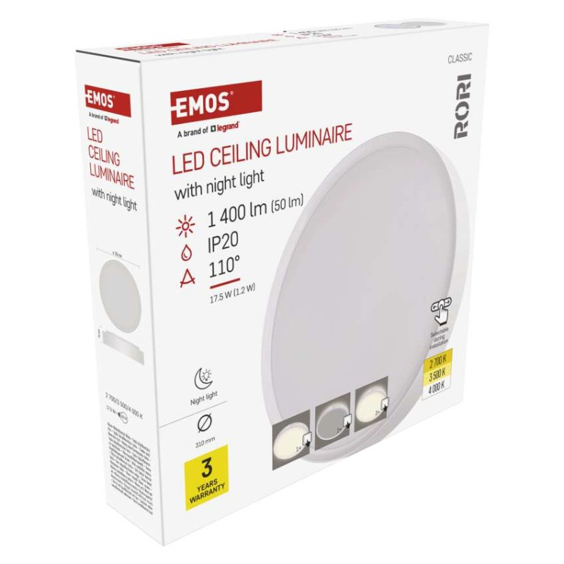 LED prisadené svietidlo RORI kruhové, biele, 17W, CCT 10