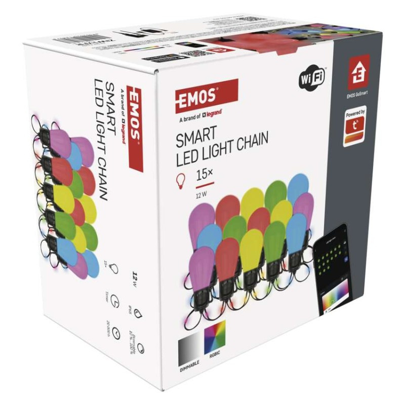 GoSmart LED svetelný reťazec – 15× párty žiarovky, 15 m, vonkajšie aj vnútorné, RGBIC WiFi 11
