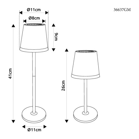 Solárne svietidlo, kov/plast zlatá metalíza, plast satinovaný, posuvný spínač, batéria CR18650 1200m 16