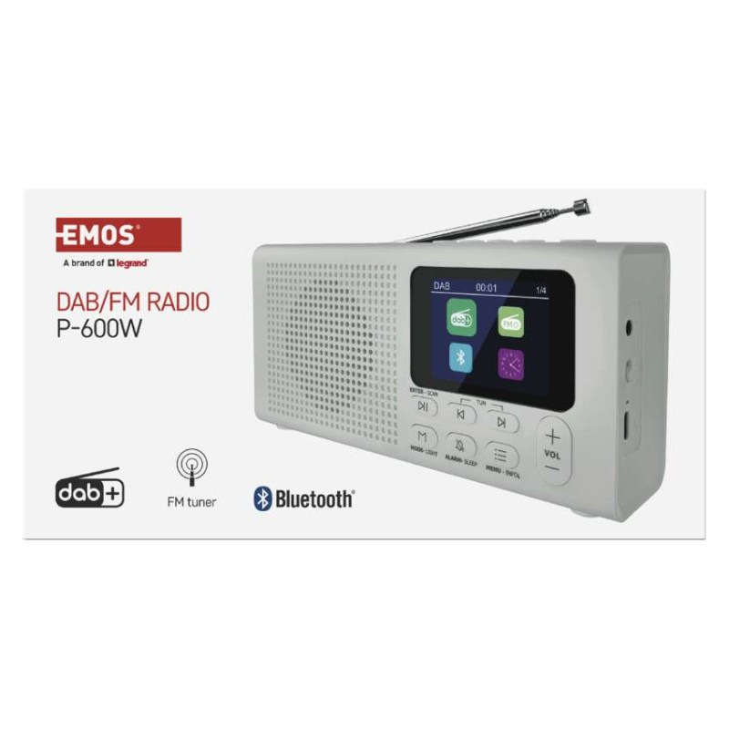 Prenosné rádio s Bluetooth P-600W, DAB / DAB+ / FM, biele 12