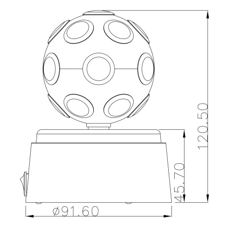 Dekoratívne svietidlo, čierny plast, plast multicolor, otočná disko guľa, vypínač, bez batérií 3xAA 5