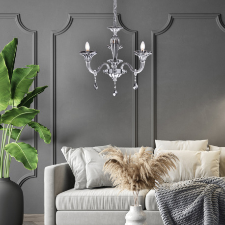 Luster, kov, chróm, sklo, K5 kryštály dymové, Ø: 620, V: 1450, bez žiaroviek 3xE14, max. 40W 230V 1