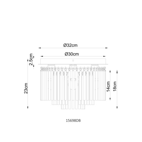 Stropné svietidlo, kov pieskovej farby, kov chróm, sklenené tyčinky satinované, ø: 320mm, V: 230mm, 14