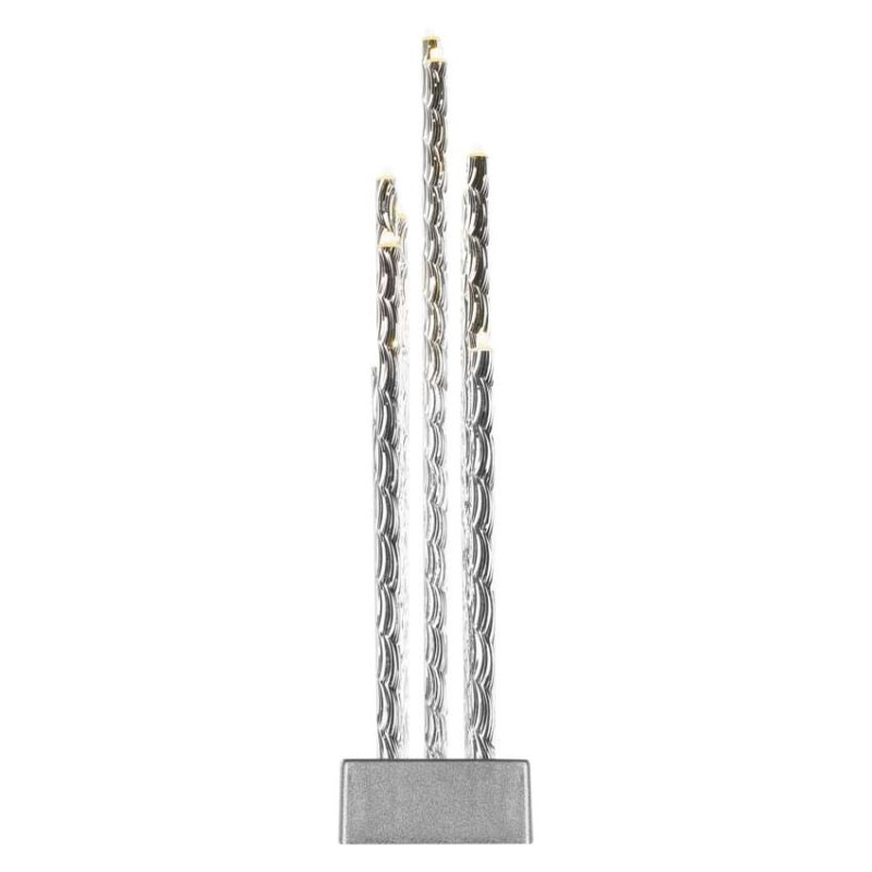 LED svietnik strieborný, 28,5 cm, 3x AA, vnútorný, teplá biela, časovač 4