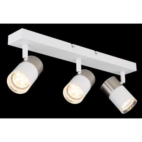 Stropné svietidlo, matný biely kov, hliník nikel, matný biely hliník, priehľadný plast, DxŠxV: 410x6 2