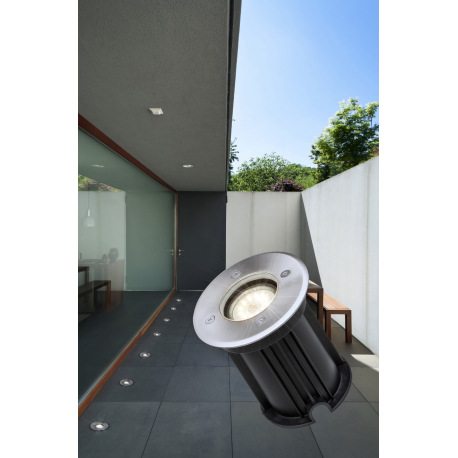 Vonkajšie svietidlo, nerezová oceľ, sklo priehľadné, zaťažiteľnosť až 2000 kg, IP65, Ø 110, V: 115, 1