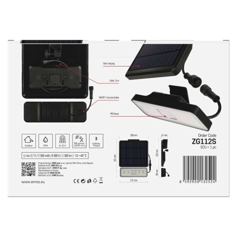 LED reflektor solárny SUNNO so senzorom pohybu, neutrálna biela 7