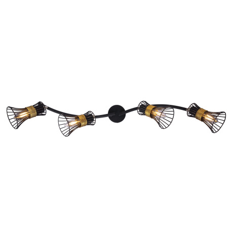 Stropné svietidlo, kov čierny a zlatý, kovové tyče čierne a zlaté, nastaviteľné, DxV:700x220, bez ži 6