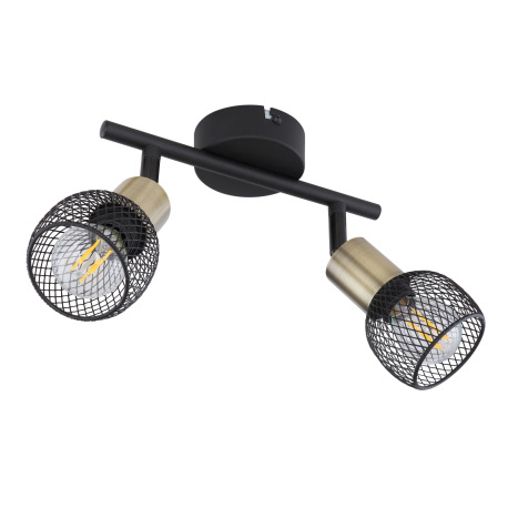 Nástenné svietidlo, kov čierny, mosadz, tienidlo - kovová mriežka, DxŠ:390x110, bez žiaroviek 2xE14, 9