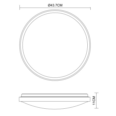 Stropné svietidlo, kov čierny, drevo hnedé, akryl biely, ø: 437mm, V:110mm, vrátane LED 24W 230V, 24 10