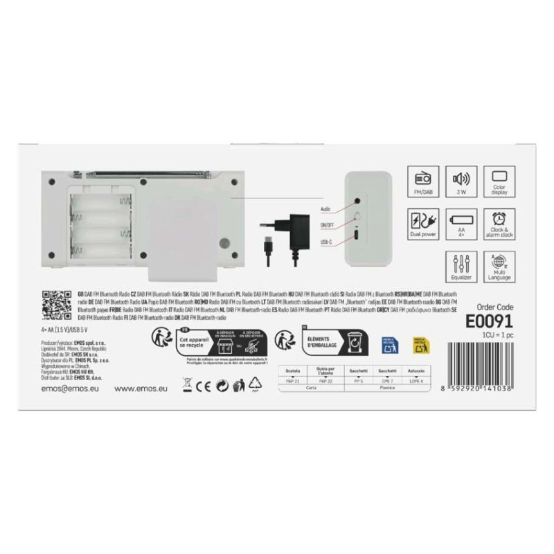 Prenosné rádio s Bluetooth P-600W, DAB / DAB+ / FM, biele 13