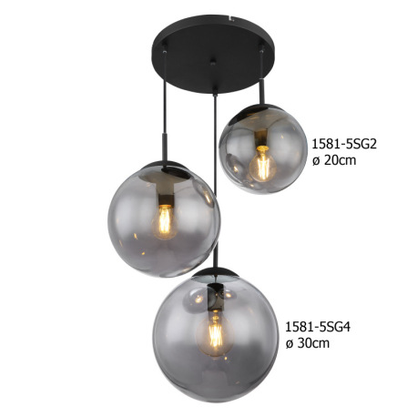 Náhradné sklo dymové, Ø 30 cm pre 1581-3S, 1581-5S, 1582S