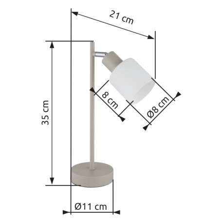 Stolná lampa, kov, piesková matná, kov chrómovaný, sklo biele, kábel PVC čierny, kolískový vypínač n 7