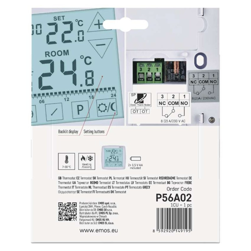 Izbový programovateľný drôtový OpenTherm termostat P56A02 14